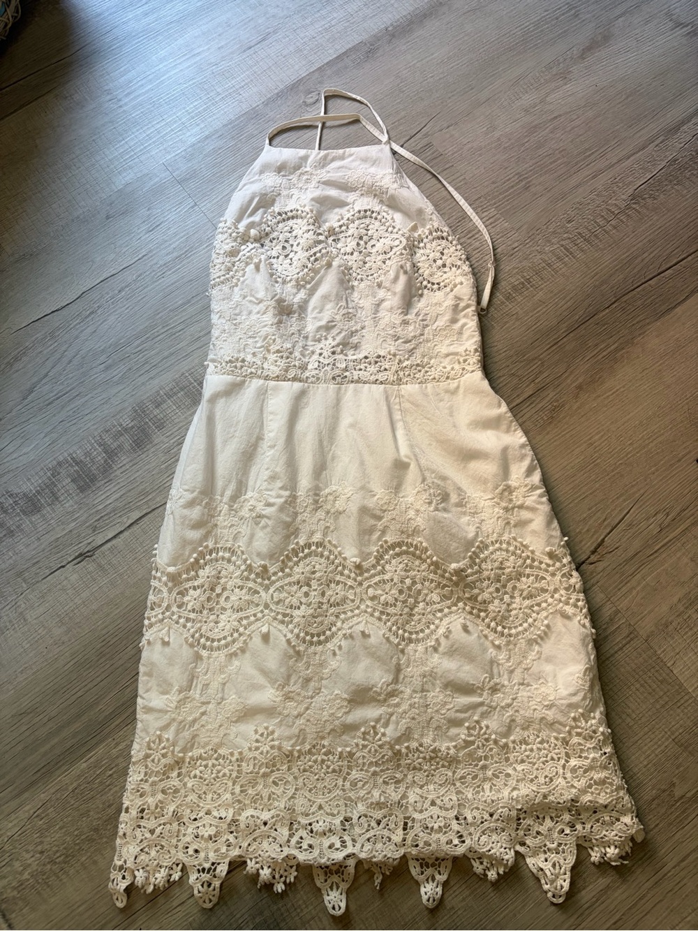 Altar'd State White Lace Halter Mini Dress